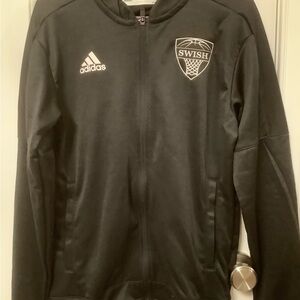 NWT Adidas Black Warm Up Jacket with Embroidered “Swish”